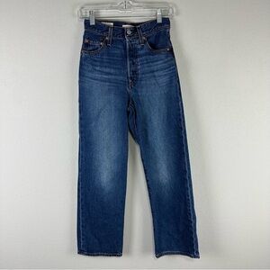 Levi’s Women’s Premium Medium Wash Ribcage Straight Button Fly Jeans Size 24
